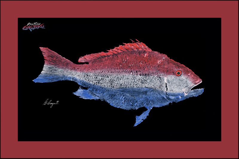 Realfish Gyotaku Series Redfish Fish Mat Floor Mat Doormat with Border 18x40 